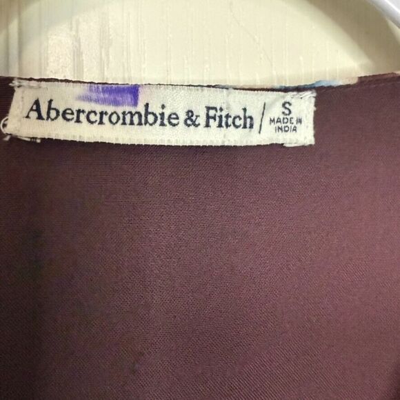 Abercrombie & Fitch Floral Crop Top Bell Sleeve Women S Brown V Neck Boho - Picture 3 of 5